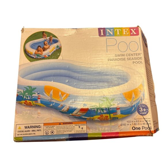 Intex Swim Center Paradise Seaside Inflatable Pool 103" X 63" X 18" For Ages 3+ - Picture 1 of 5